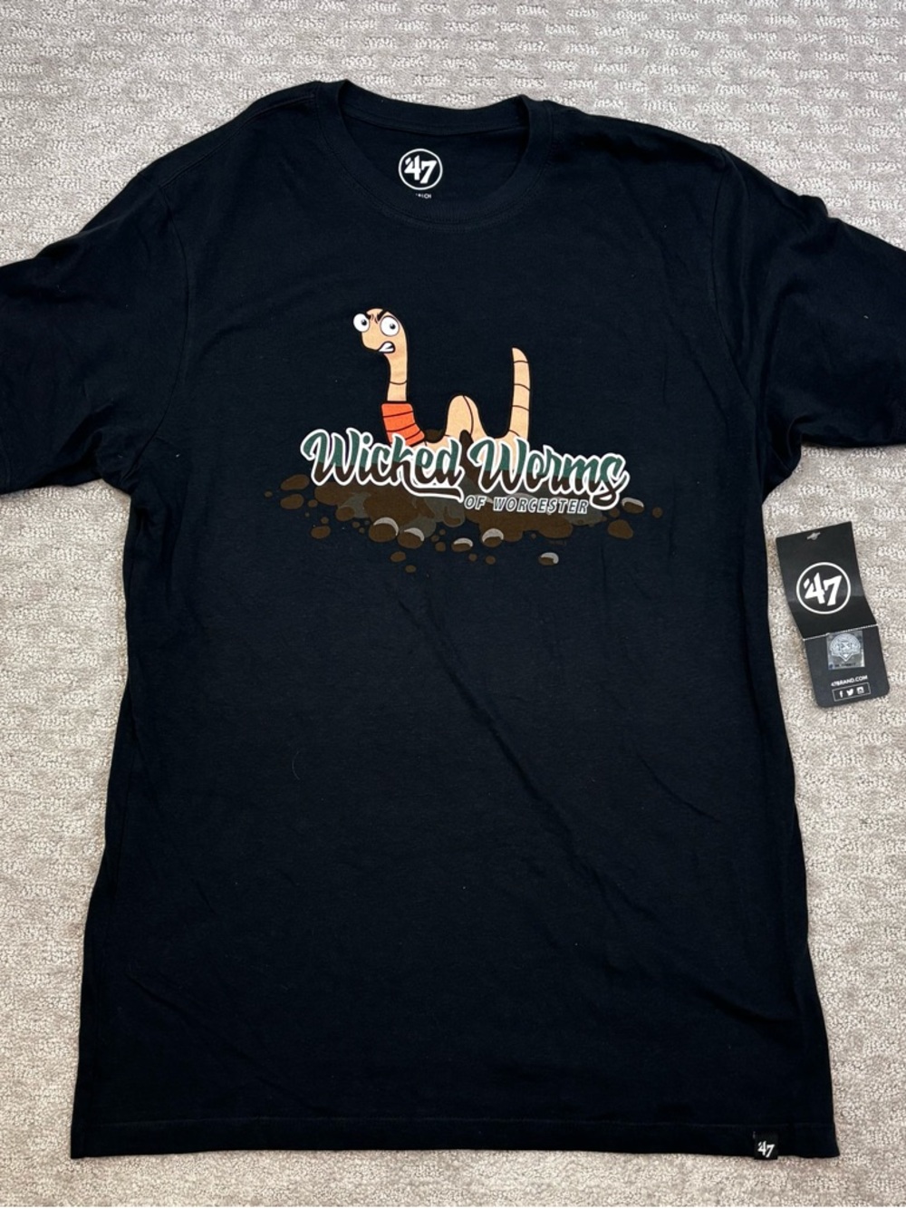 WooSox T-Shirt Sz S‎ Worcester Red Sox 47 Brand Tee Wicked Worms Alt Mascot AAA